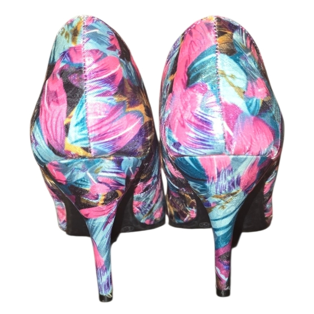 Elegant Floral Print Women's Heels - Picture 4 of 7